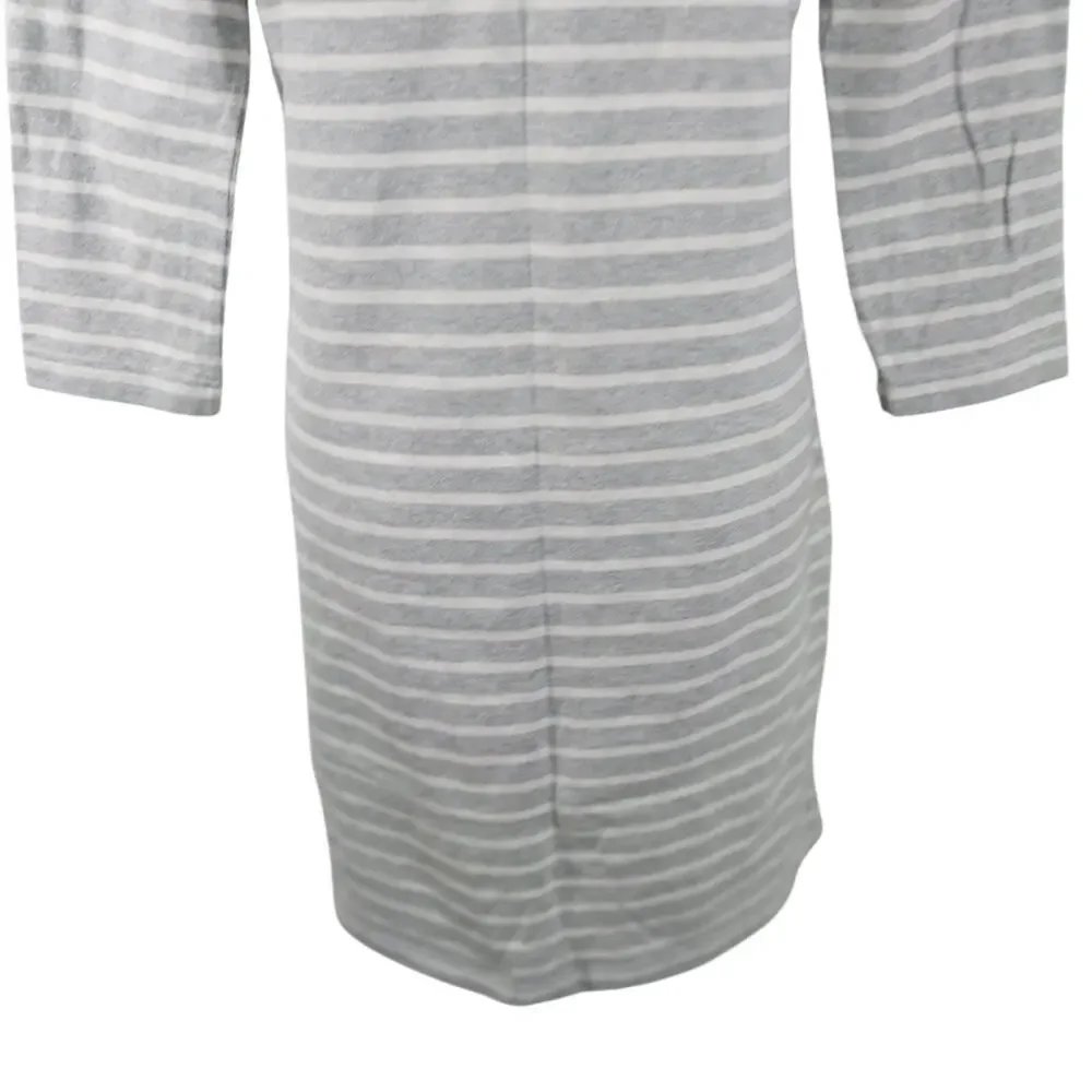 VINEYARD VINES! ASH GRAY & WHITE STRIPED 100% COTTON KNIT LONG SLEEVE DRESS! S - Picture 9 of 12